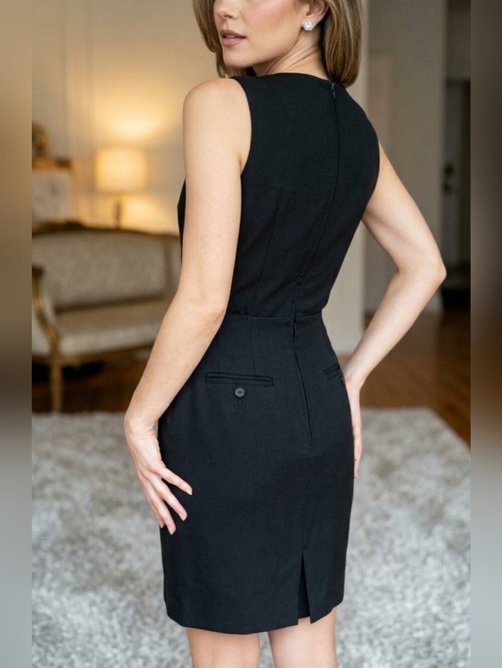 Dark Academia VTG 90s bp Women's Pencil Mini Skirt In Classic Black Girl Boss
